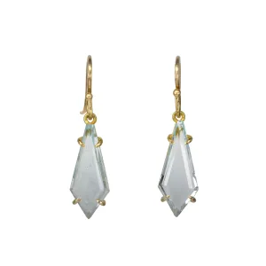 18K Gold and Pale Blue Topaz Geometric Earrings