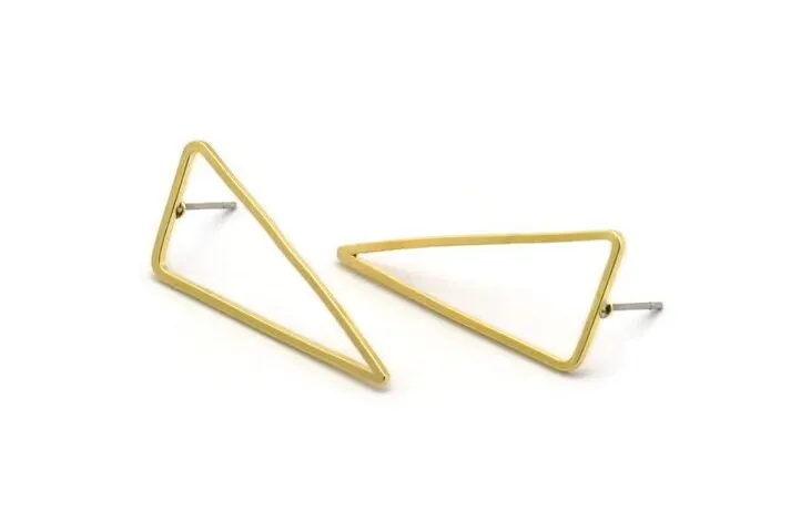 30mm Brass Triangles - 8 Raw Brass Half Triangles Stud Earrings (30x33x15x1mm) Bs 1146 A6870