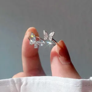 925 Sterling Silver Butterfly Zircon Open Rings For Women Wedding Luxury Fine Jewelry Accessories Wholesale 2023 Free Shipping