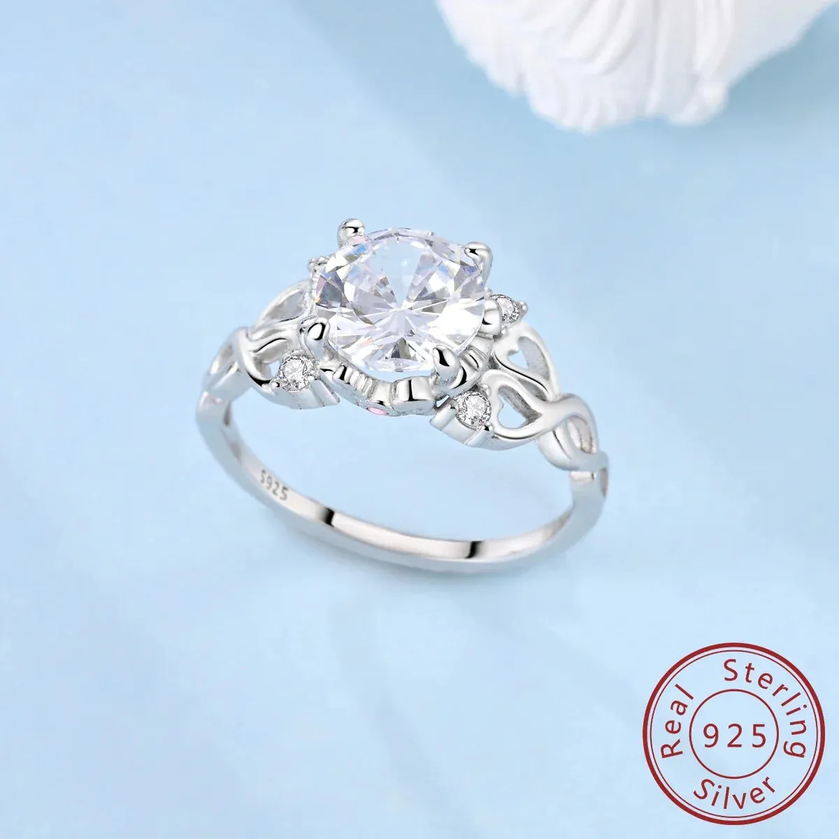 925 Sterling Silver Carousel Love Ring Colourful Zircon Design For Women