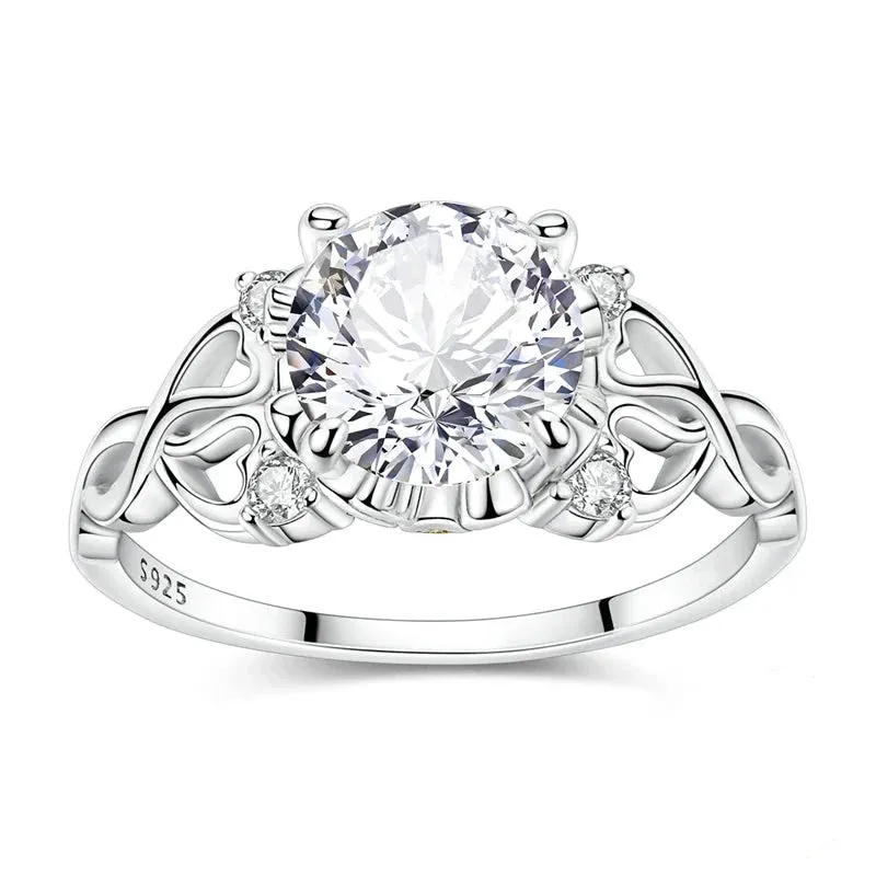 925 Sterling Silver Carousel Love Ring Colourful Zircon Design For Women