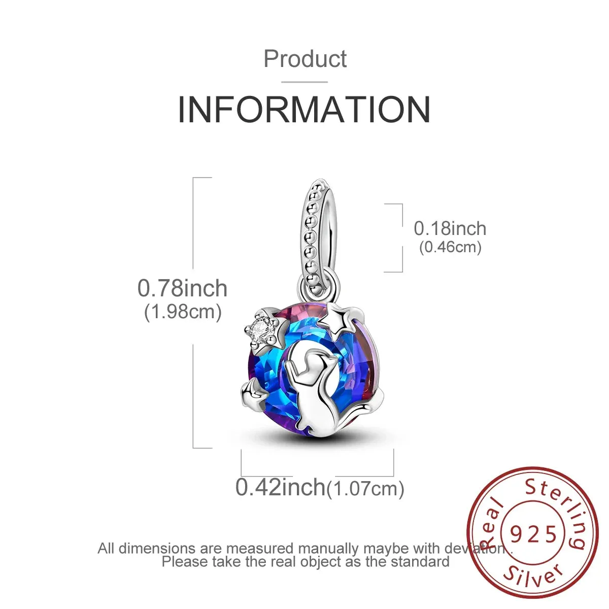 925 Sterling Silver Cat Star Charms Dangle Jewelry For Women Bracelets