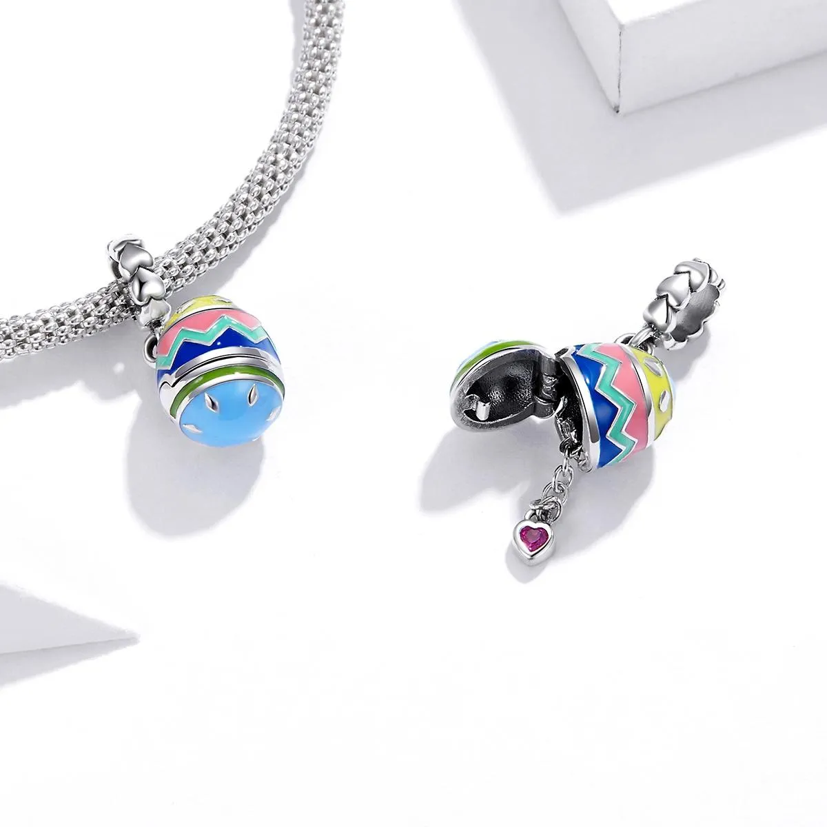 925 Sterling Silver Lucky Egg Pendant For Diy Bracelets & Necklaces