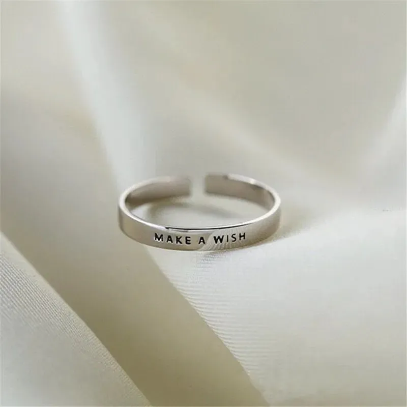 925 Sterling Silver Make A WISH Adjustable Rings For Women Wedding Luxury Quality Jewelry Wholesale Free Shipping