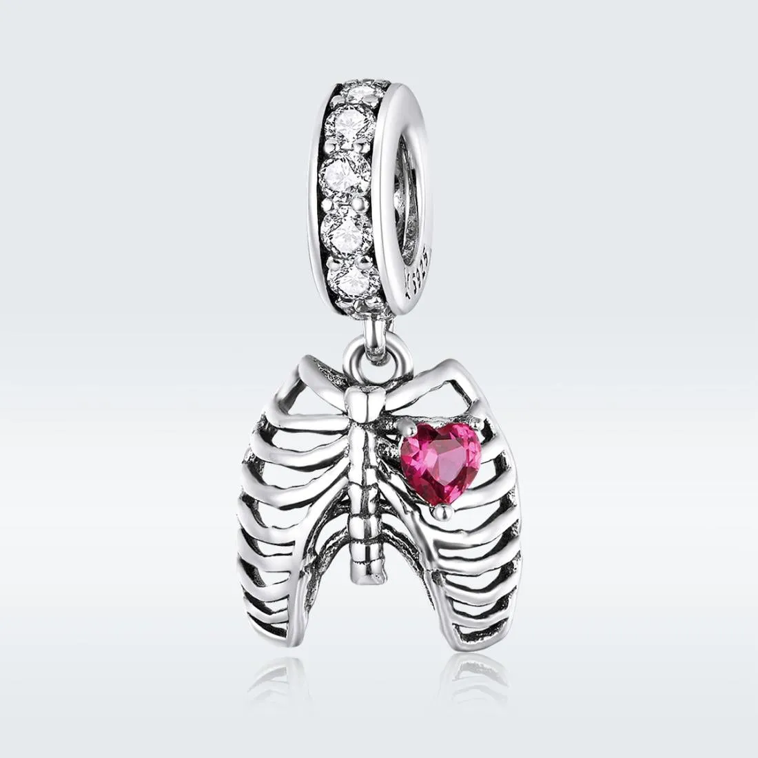 925 Sterling Silver Rib Pendant For Diy Bracelets