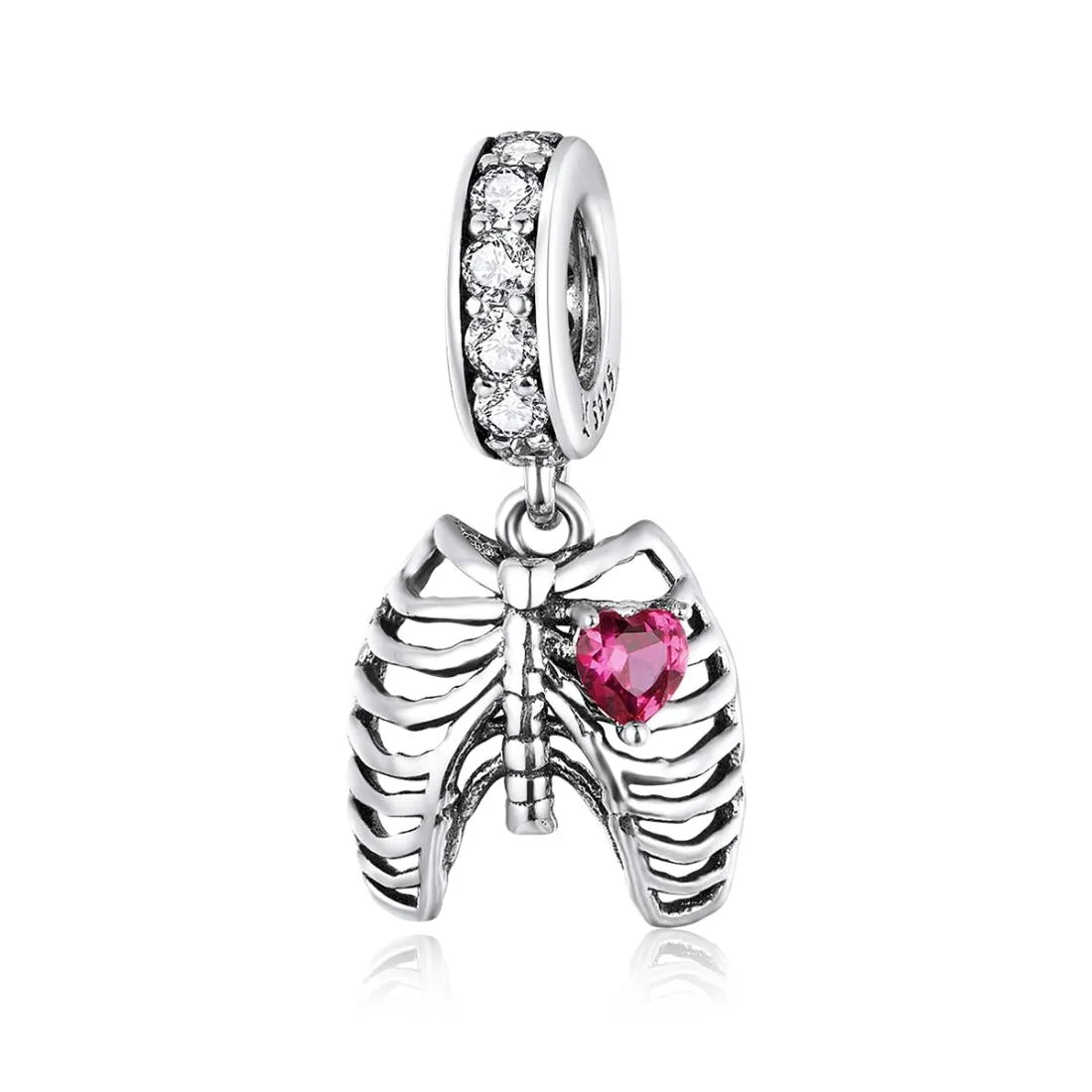 925 Sterling Silver Rib Pendant For Diy Bracelets