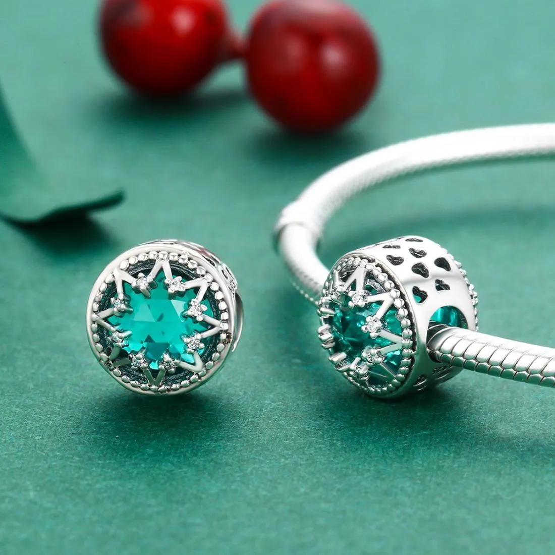 925 Sterling Silver Romantic Snowflake Beads For Diy Bracelets & Necklaces