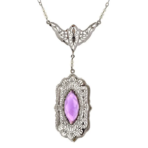 Antique Filigree Amethyst Necklace