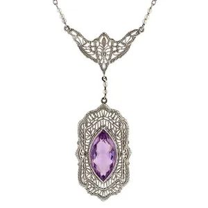 Antique Filigree Amethyst Necklace