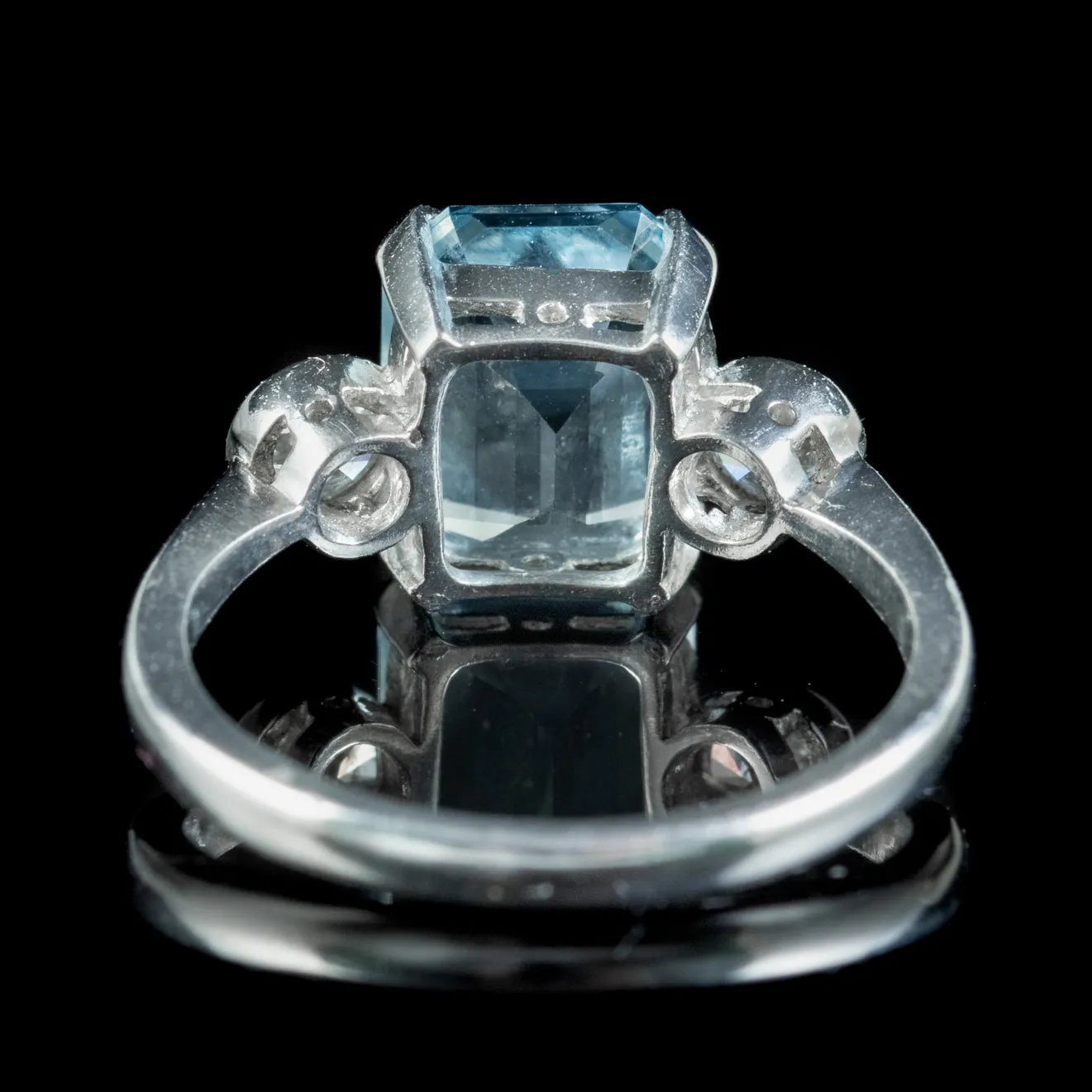 Art Deco Style Aquamarine Diamond Trilogy Ring 3.50ct Aqua