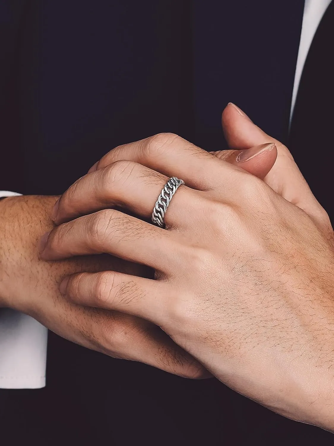 Bandmax Sterling Silver Rings for Men Women 5MM Wide Chunky Band Ring Classic Minimalist 925 Silver Rings Pinky Ring Cocktail Ring Wedding Ring