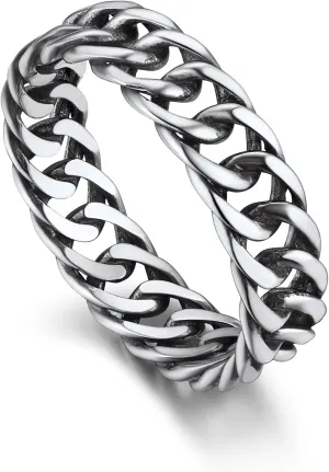Bandmax Sterling Silver Rings for Men Women 5MM Wide Chunky Band Ring Classic Minimalist 925 Silver Rings Pinky Ring Cocktail Ring Wedding Ring