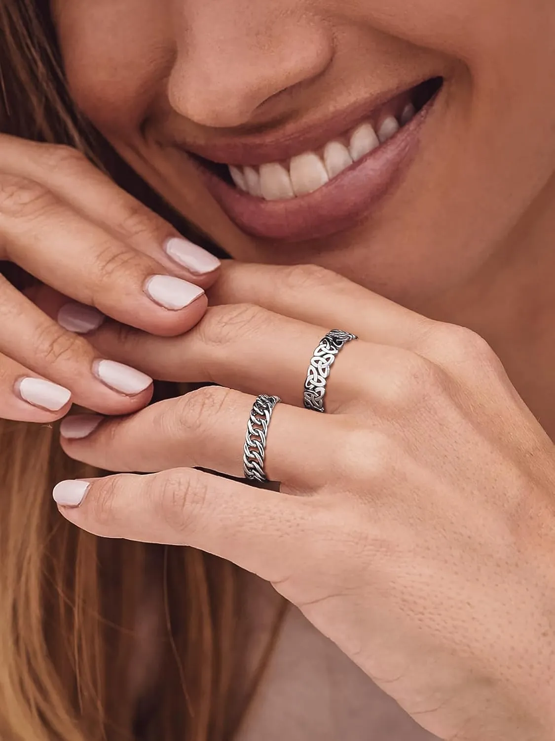 Bandmax Sterling Silver Rings for Men Women 5MM Wide Chunky Band Ring Classic Minimalist 925 Silver Rings Pinky Ring Cocktail Ring Wedding Ring