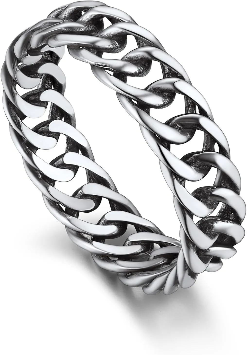 Bandmax Sterling Silver Rings for Men Women 5MM Wide Chunky Band Ring Classic Minimalist 925 Silver Rings Pinky Ring Cocktail Ring Wedding Ring