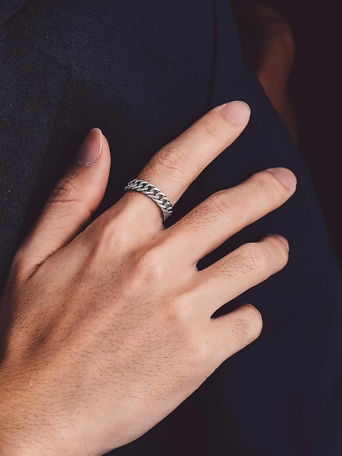 Bandmax Sterling Silver Rings for Men Women 5MM Wide Chunky Band Ring Classic Minimalist 925 Silver Rings Pinky Ring Cocktail Ring Wedding Ring