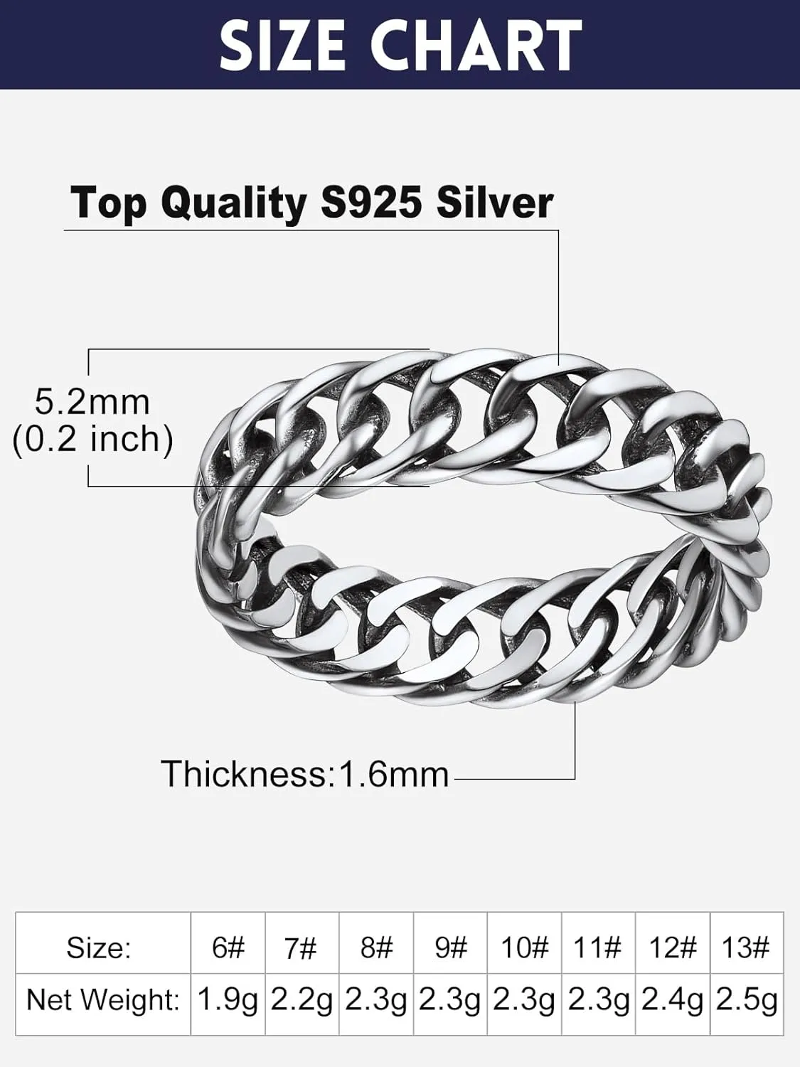 Bandmax Sterling Silver Rings for Men Women 5MM Wide Chunky Band Ring Classic Minimalist 925 Silver Rings Pinky Ring Cocktail Ring Wedding Ring