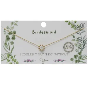 BRIDESMAID Pearl And CZ Pave Flower Pendant Gold Dipped Necklace