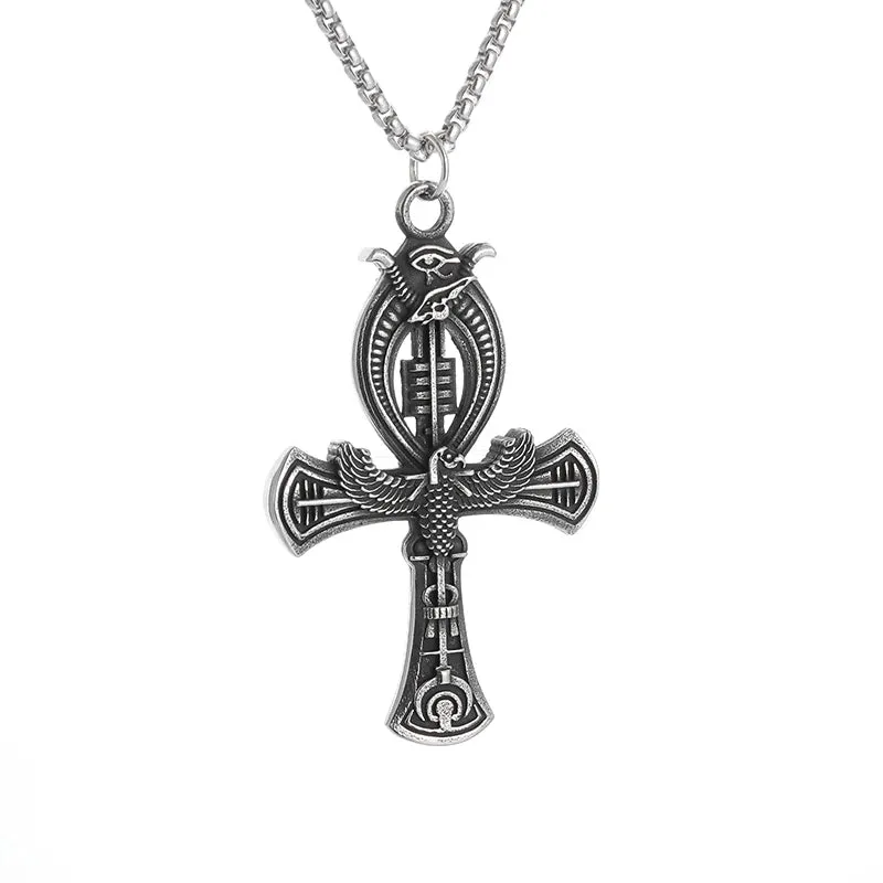 Classic Vintage Ancient Egyptian Ankh Cross Cleopatra Pendant Necklace for Men Women Trending Prayer Amulet Jewelry Gift