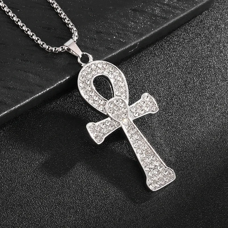 Classic Vintage Ancient Egyptian Ankh Cross Cleopatra Pendant Necklace for Men Women Trending Prayer Amulet Jewelry Gift