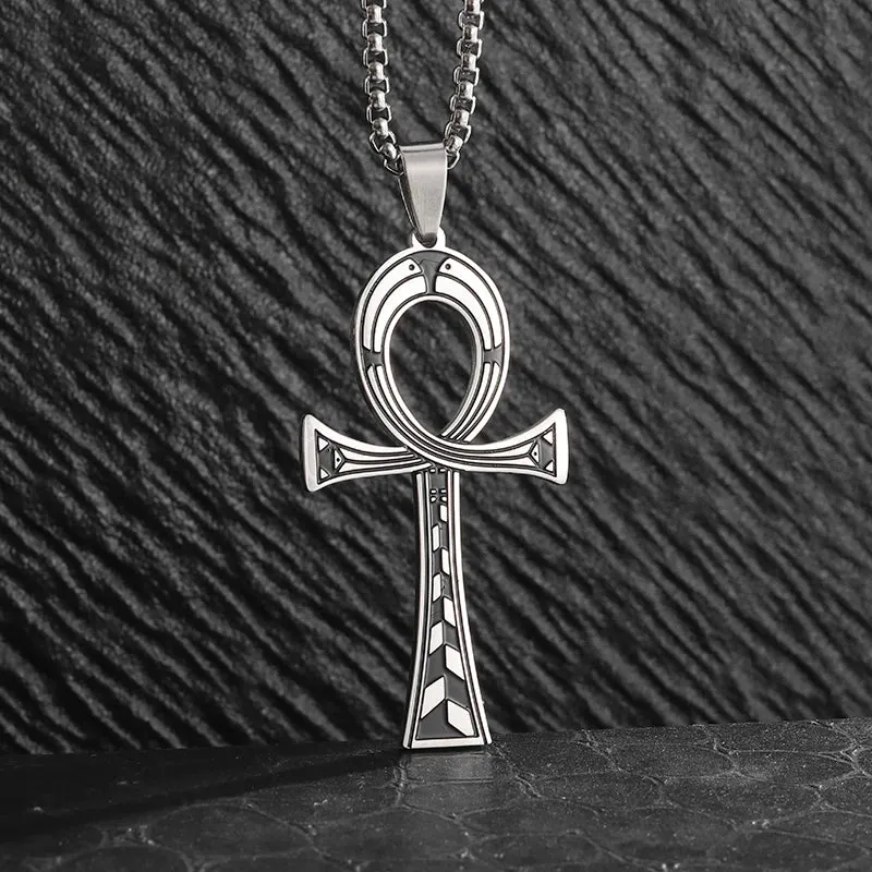 Classic Vintage Ancient Egyptian Ankh Cross Cleopatra Pendant Necklace for Men Women Trending Prayer Amulet Jewelry Gift