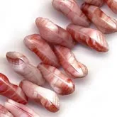Clenched Fist, Red & White Faux Agate Glass Pendants. 14x7mm. Pkg 10. B11-PP-0612