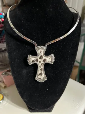 Cowhide Cross Pendant - 3 inch