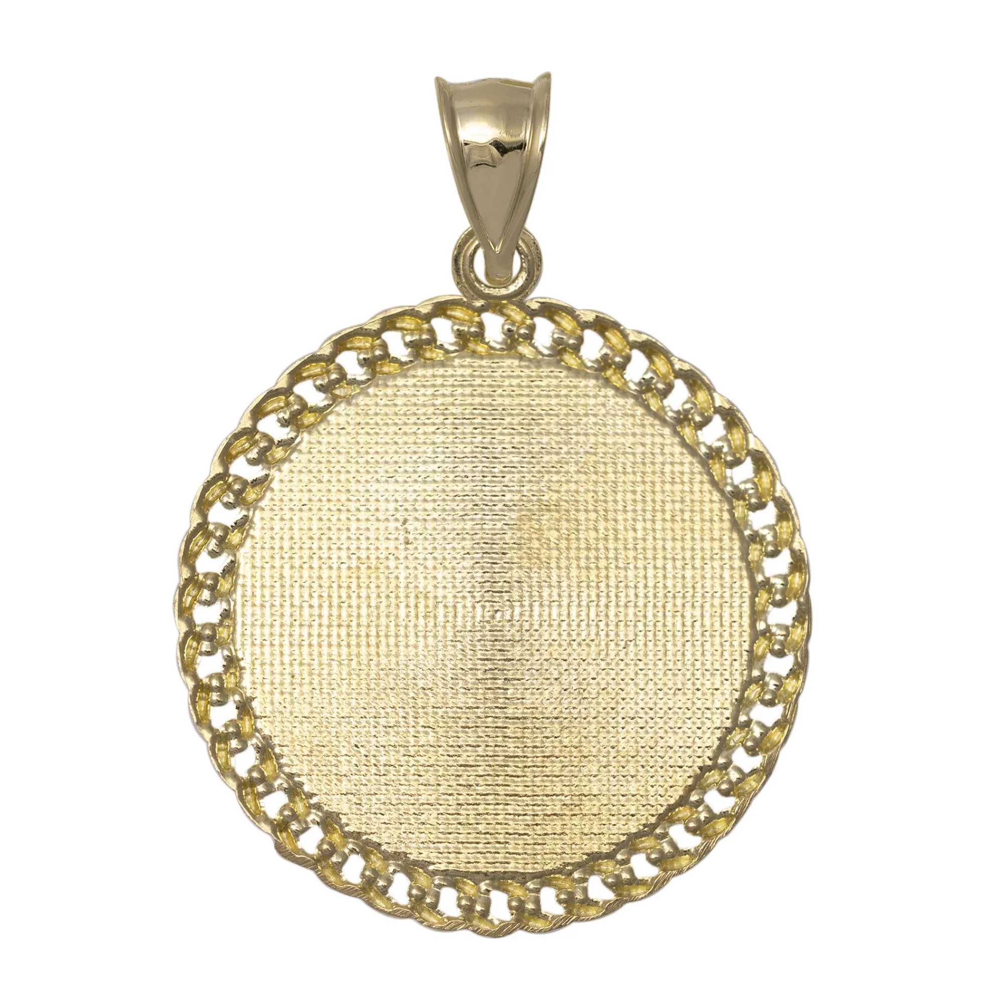 Curb Link Saint Jude Medallion Pendant 10K Yellow Gold