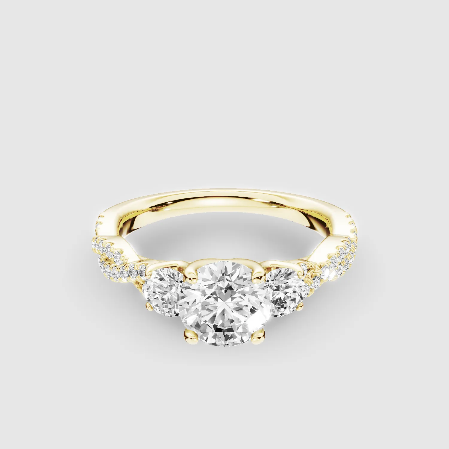 Forever Entwined Three Stone Solitaire Ring-Round
