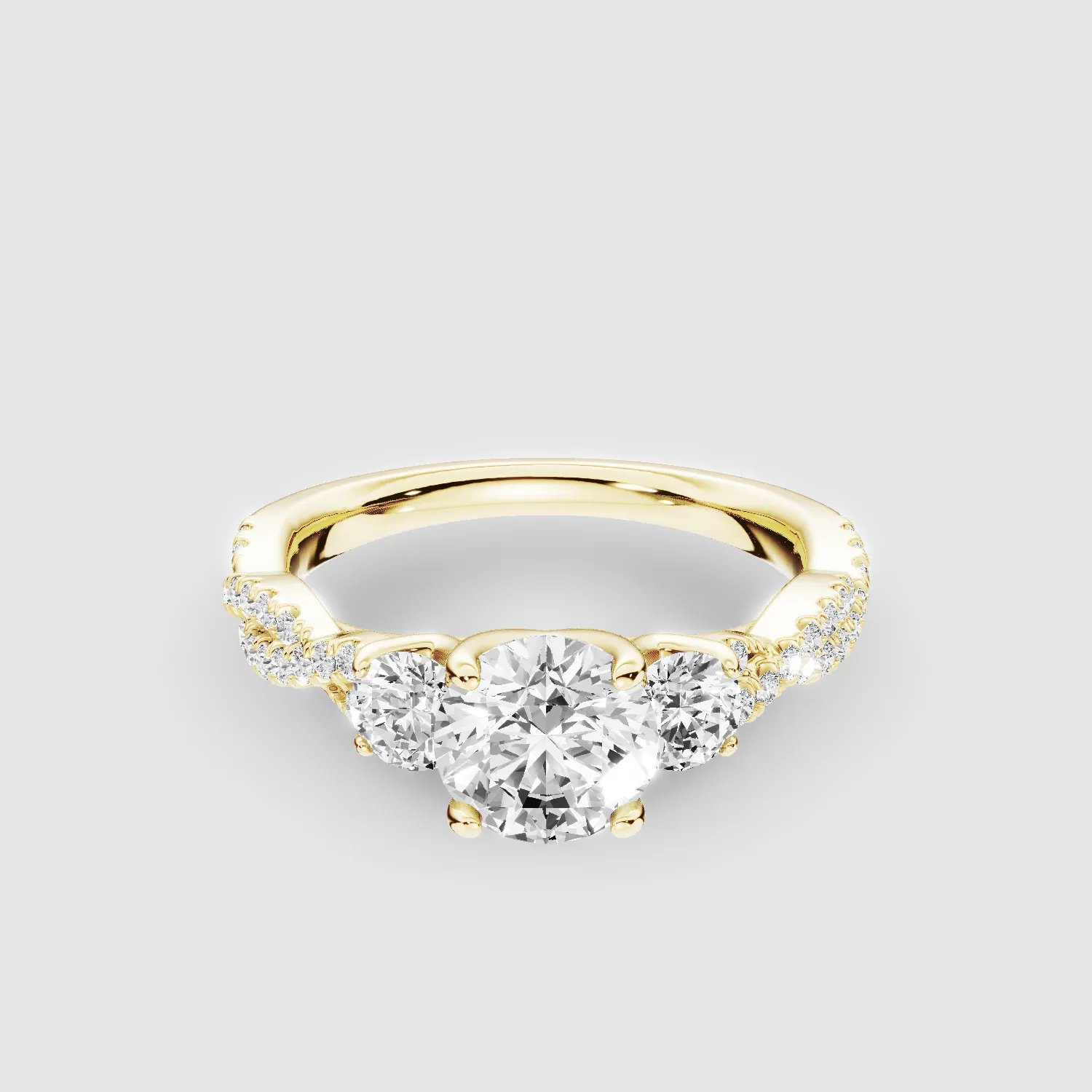 Forever Entwined Three Stone Solitaire Ring-Round