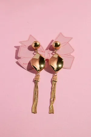 Geometric Chain Tassel Statement Earring