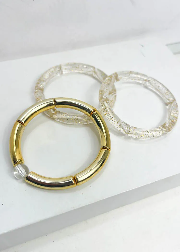 Lindy Acrylic Stack Bracelet- Gold