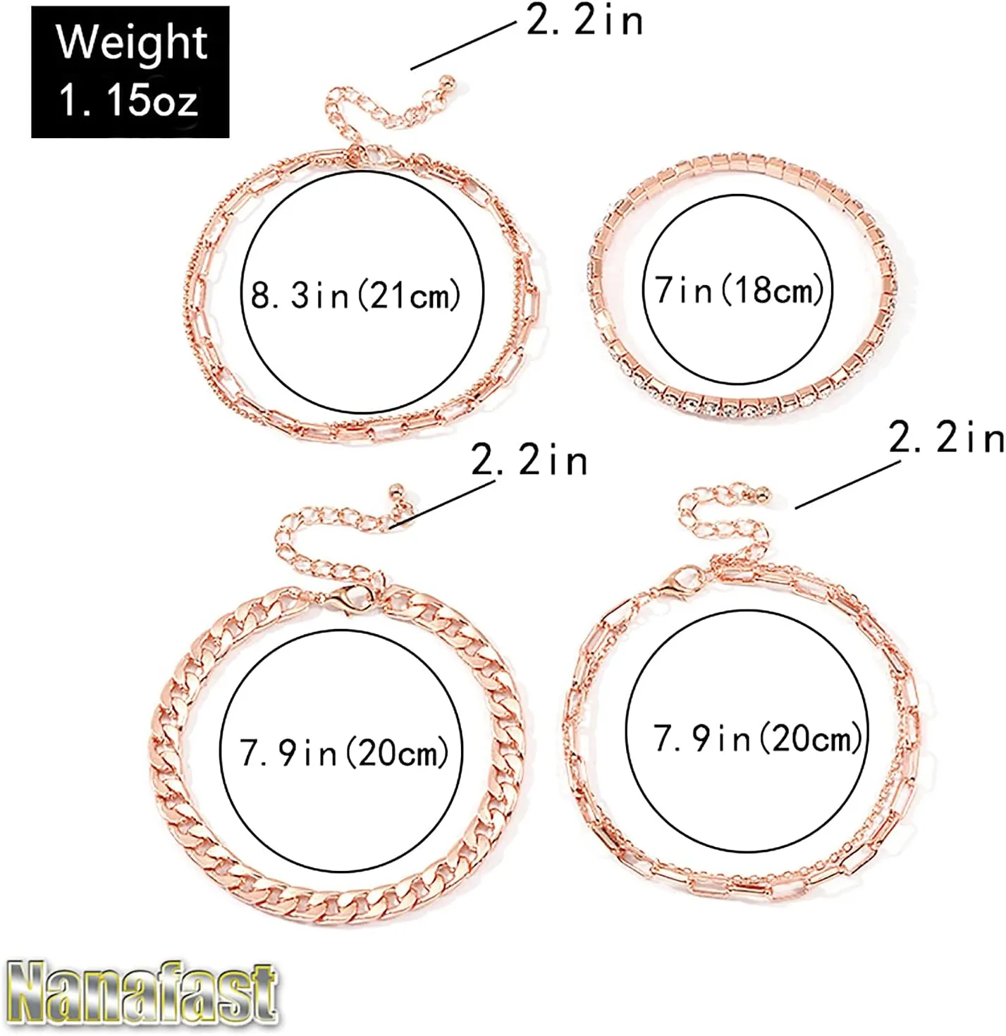 Nanafast 4-6PCS Ankle Bracelets Set for Women Gold Boho Beach Anklet Chain Adjustable Foot Jewelry for Women Extremely Simple Style