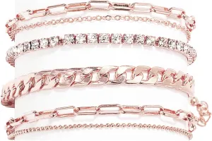 Nanafast 4-6PCS Ankle Bracelets Set for Women Gold Boho Beach Anklet Chain Adjustable Foot Jewelry for Women Extremely Simple Style