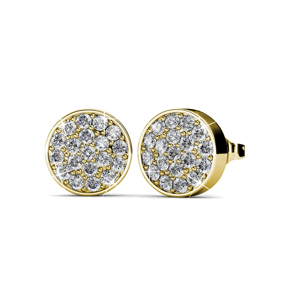 Nelly 18k White Gold Plated Pave Stud Earrings with Crystals