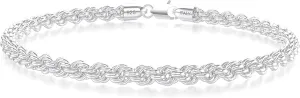 nometo 925 Sterling Silver Rope Chain Bracelet Box Chain Bracelet 2mm3mm5mm Gold/Silver Bracelet for Men Women Silver Bracelet 6.5-9 Inches