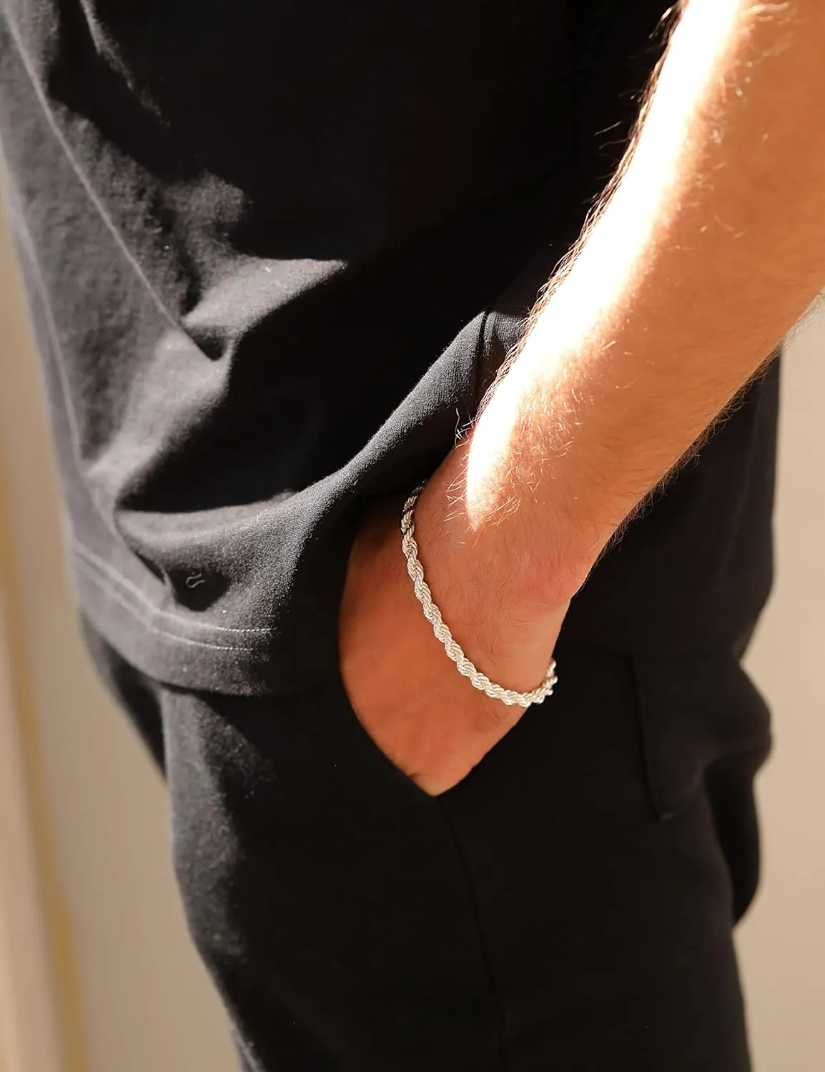 nometo 925 Sterling Silver Rope Chain Bracelet Box Chain Bracelet 2mm3mm5mm Gold/Silver Bracelet for Men Women Silver Bracelet 6.5-9 Inches