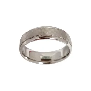 Platinum Hammered and Milgrain Trim Band