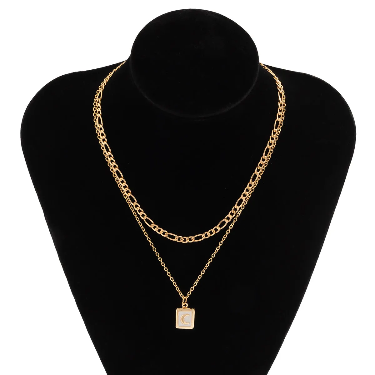 Retro Simple Oil Drop Moon Tag Necklace
