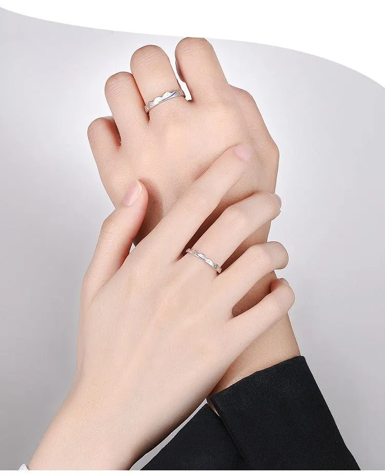 Silver couple engagement ring
