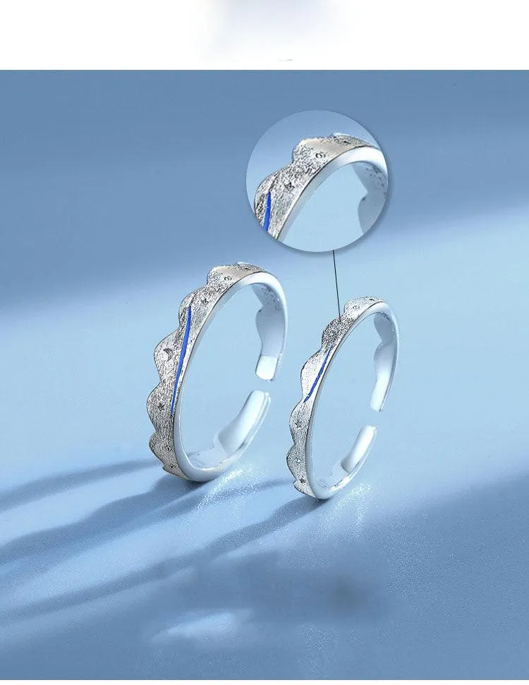 Silver couple engagement ring