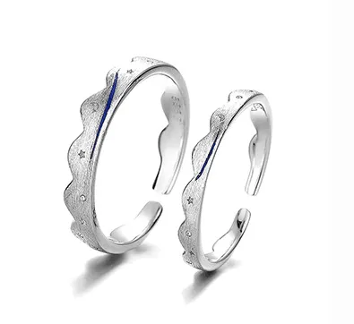 Silver couple engagement ring