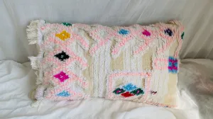 Vintage Moroccan Pillow. Wedding Blanket. Handira. Wool and Cotton.