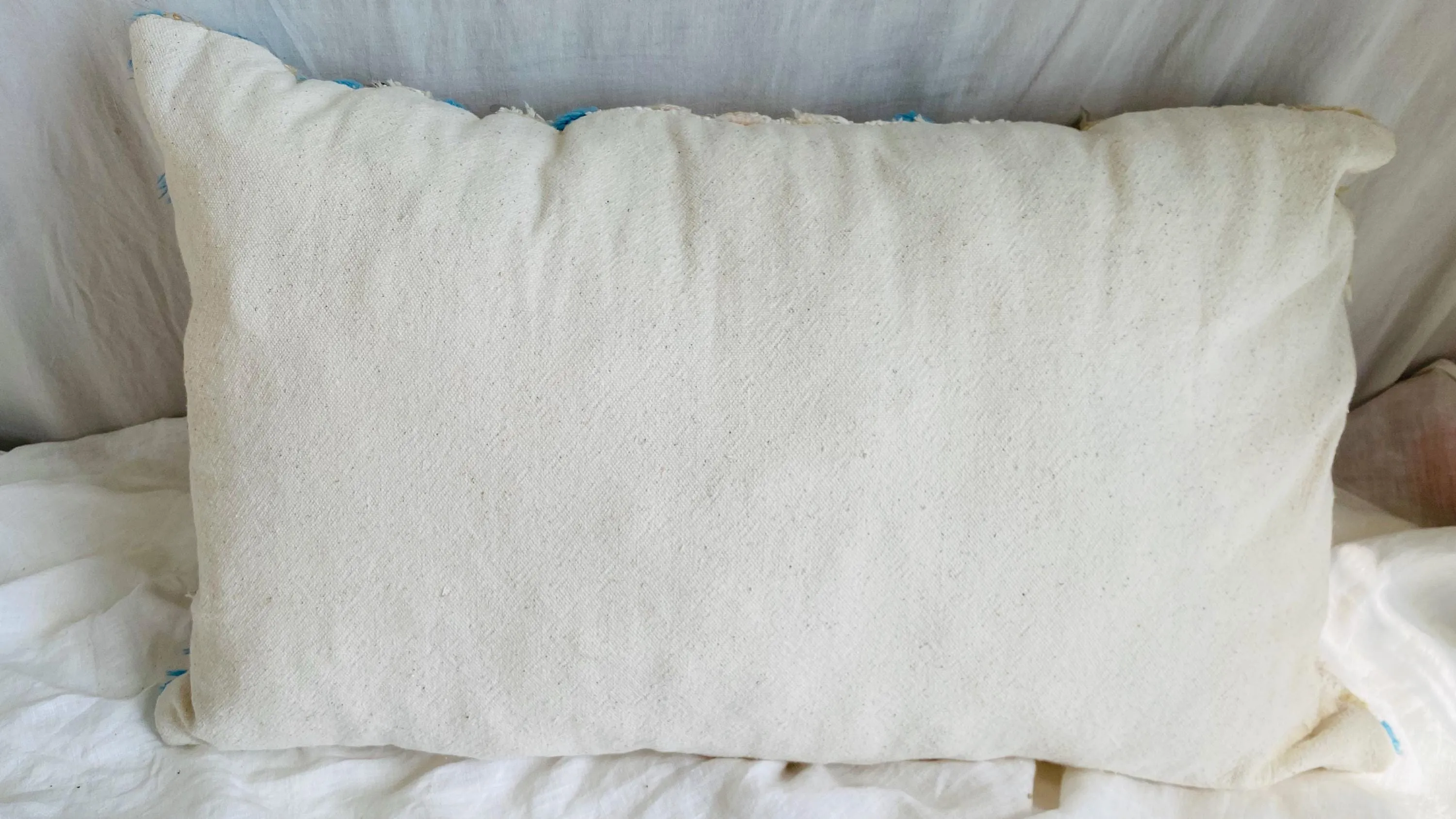 Vintage Moroccan Throw Pillow. Wedding Blanket. Handira. Wool and Cotton.