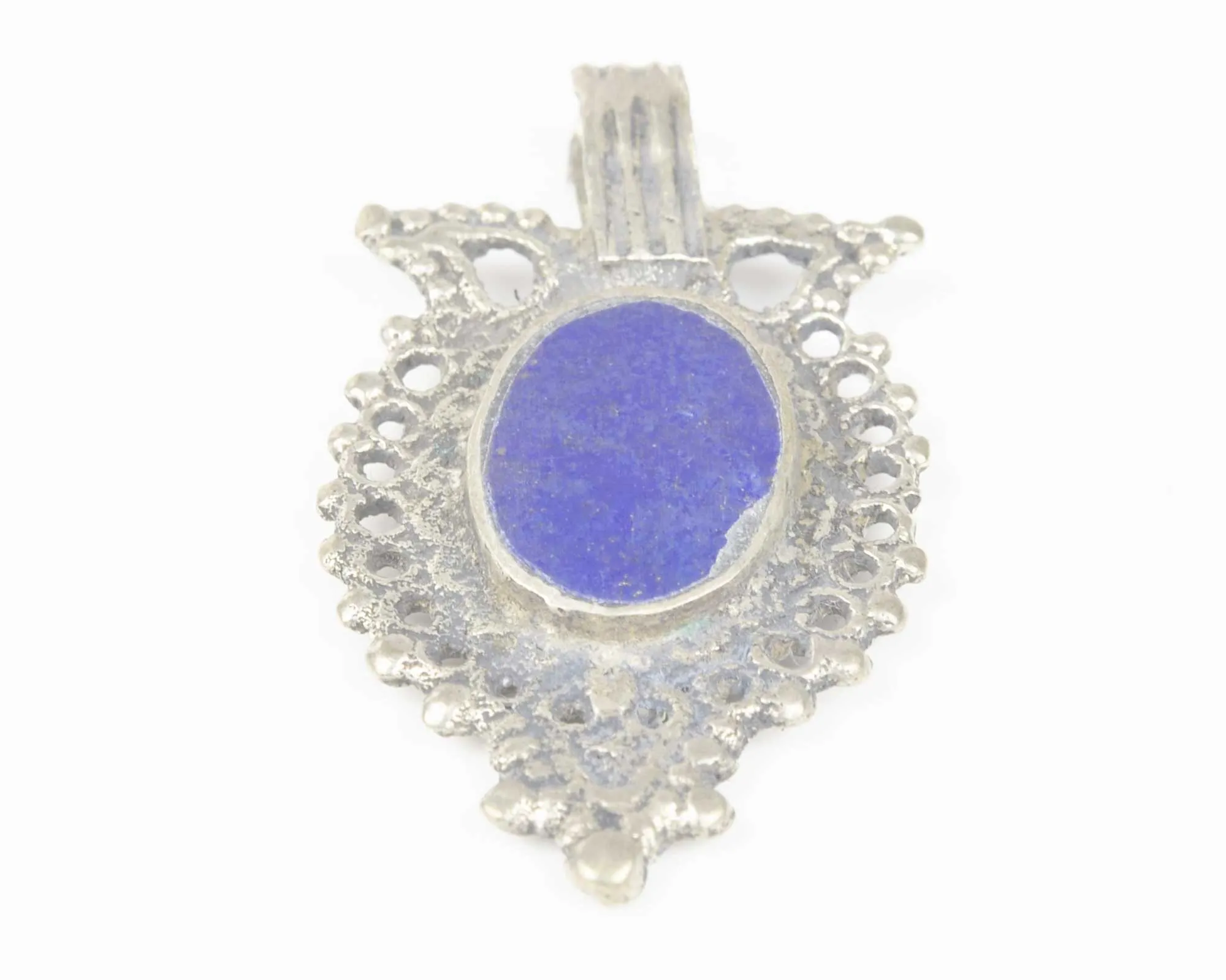 Vintage Pendants-Tribal Gypsy Pendant-Antique Silver-Lapis No. 5-Quantity 1