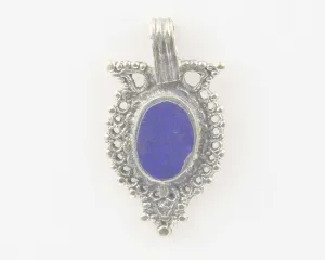 Vintage Pendants-Tribal Gypsy Pendant-Antique Silver-Lapis No. 5-Quantity 1