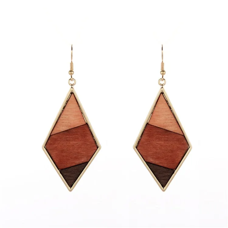 Wood Geometric Earrings
