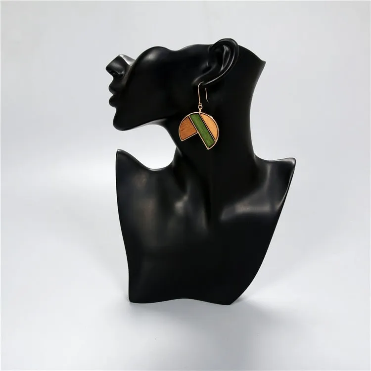 Wood Geometric Earrings
