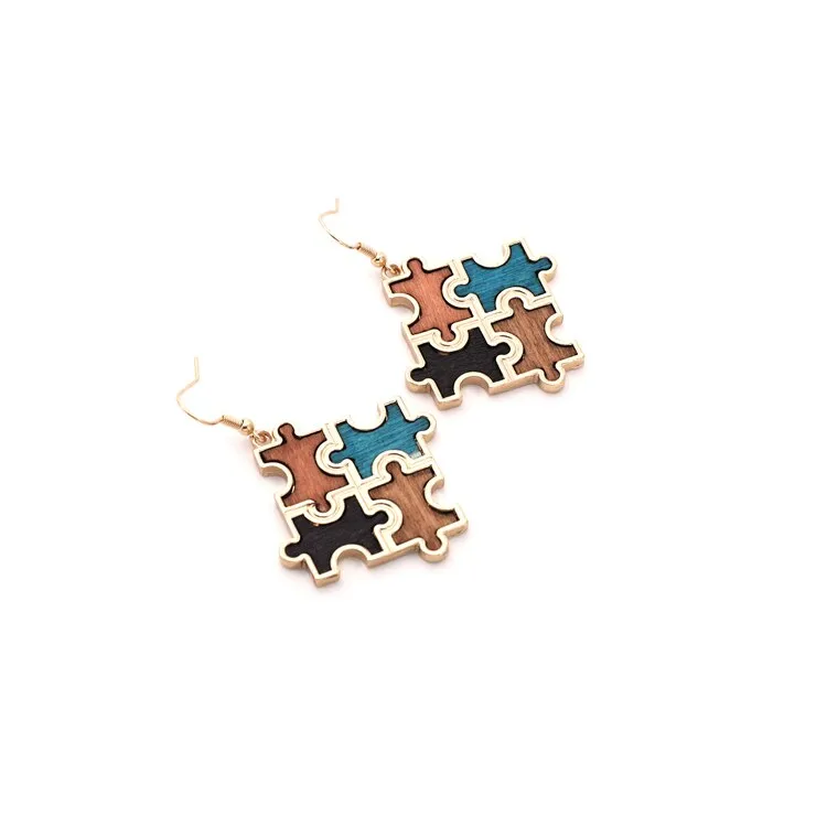 Wood Geometric Earrings