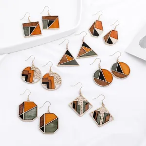 Wood Geometric Earrings