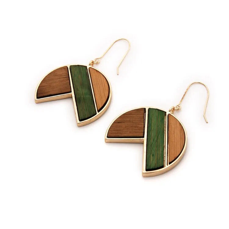 Wood Geometric Earrings